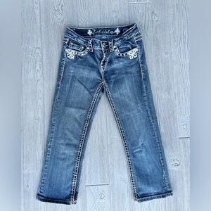 LA Idol Bedazzled Rhinestone Capri Jeans Size 3